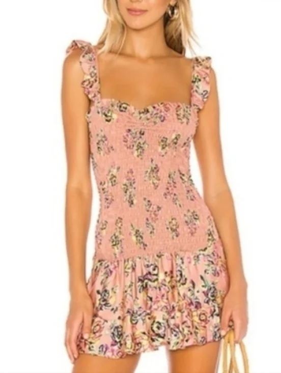 🌿 Revolve Sun Becomes Her Bodhi mini dress in watercolor rose - Picture 2 of 3